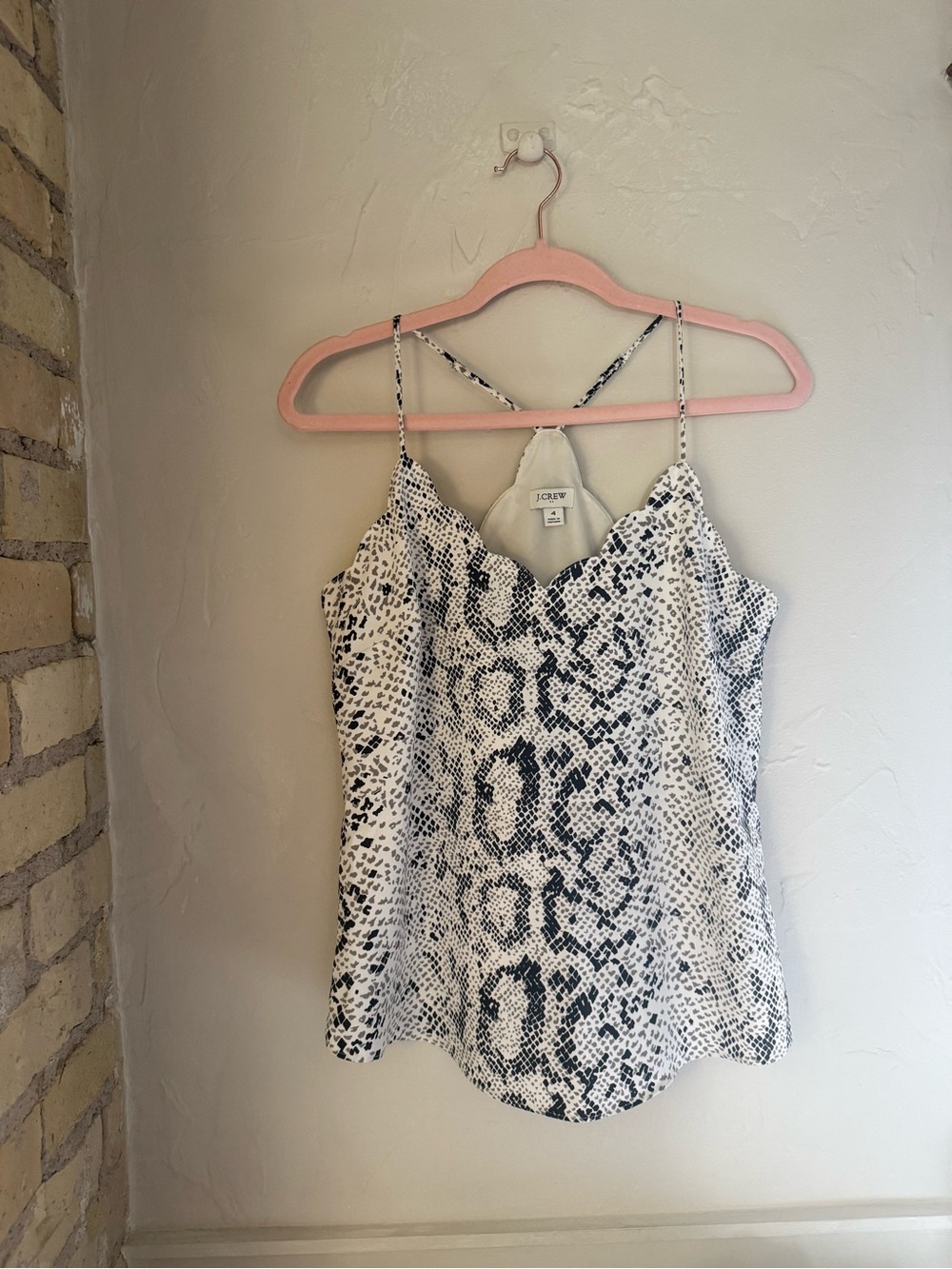J. Crew Black & White Snake-Print Cami tank Women’s size 4